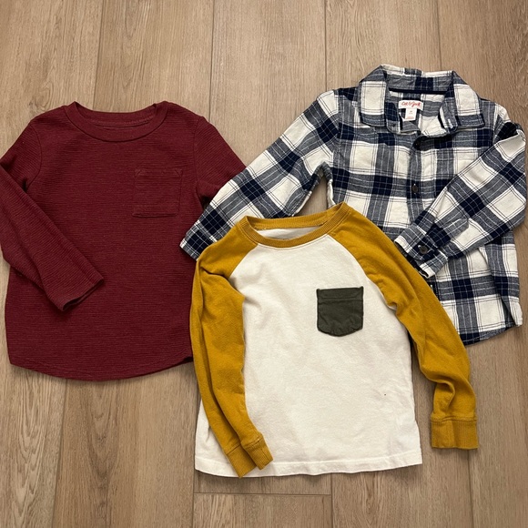 3T Plaid and Solid Boys Shirt Set/Bundle - Picture 1 of 9